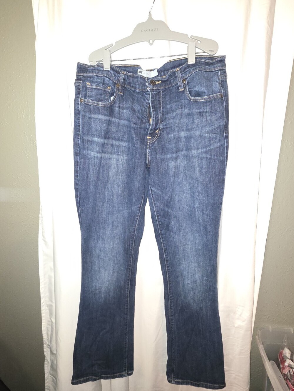 Levi's 515 Bootcut Jeans Womens 14L Dark Wash Stretch W32 L34 Blue Perfect Hems